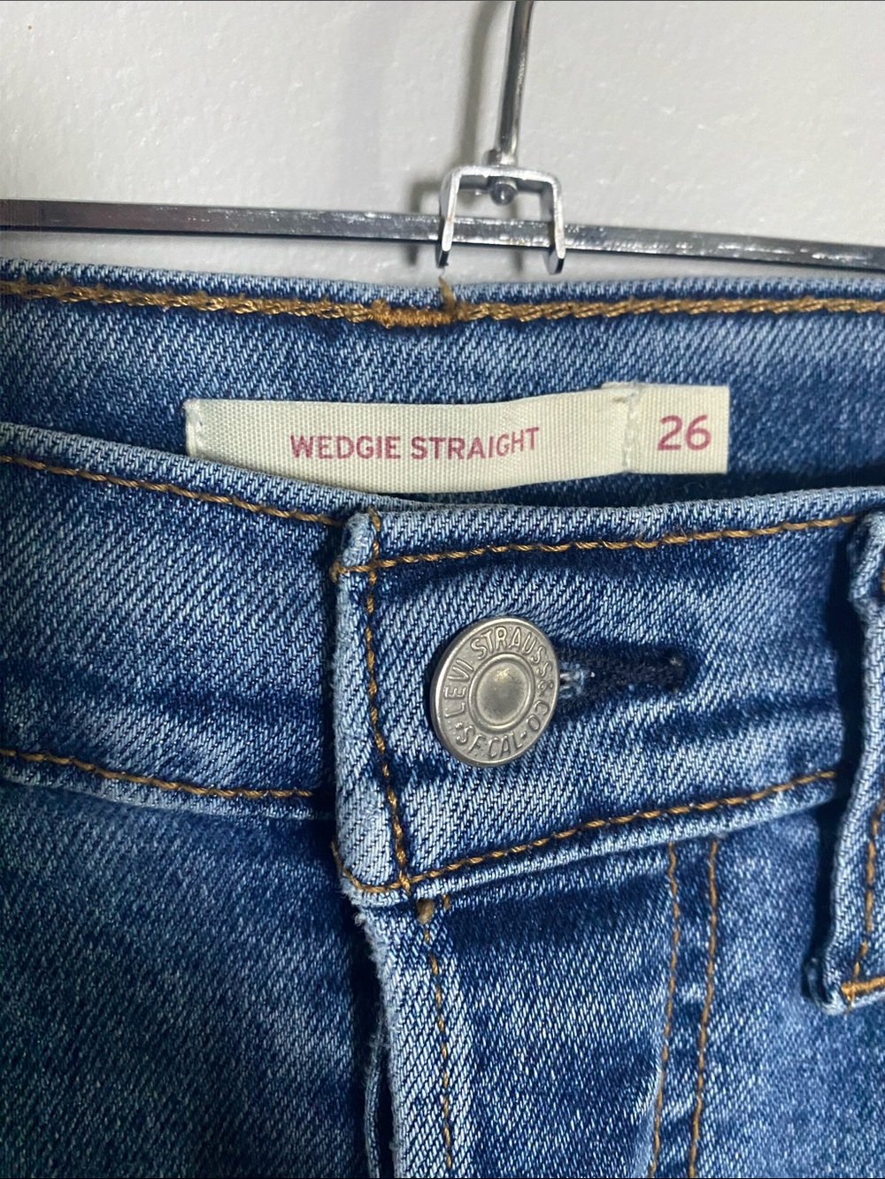 Levi’s Wedgie Straight Jeans Women’s 26 x28 Blue Denim High Rise Cotton Blend - Picture 6 of 14